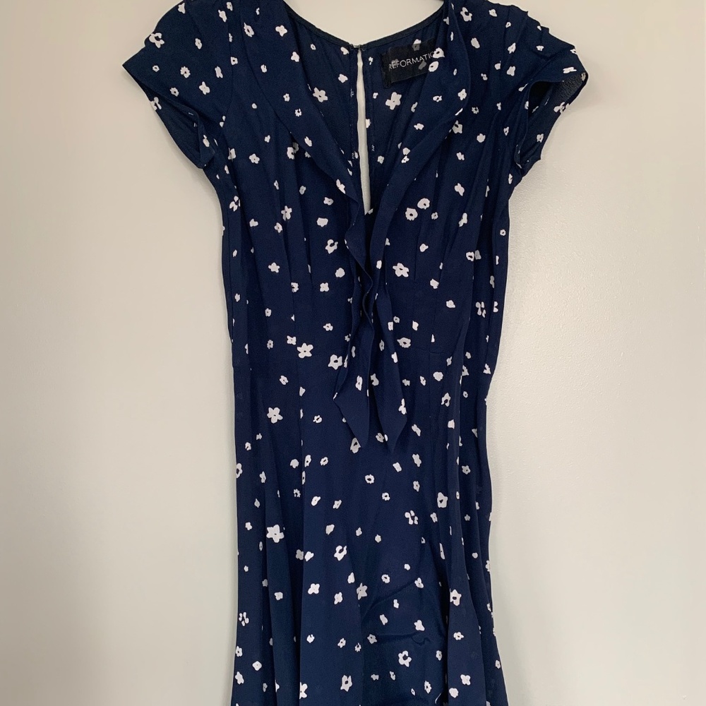 reformation mini floral sailor dress w neck tie
